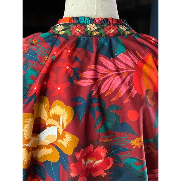 Anthropologie Farm Rio V-Neck Poplin Top XL - Picture 5 of 12